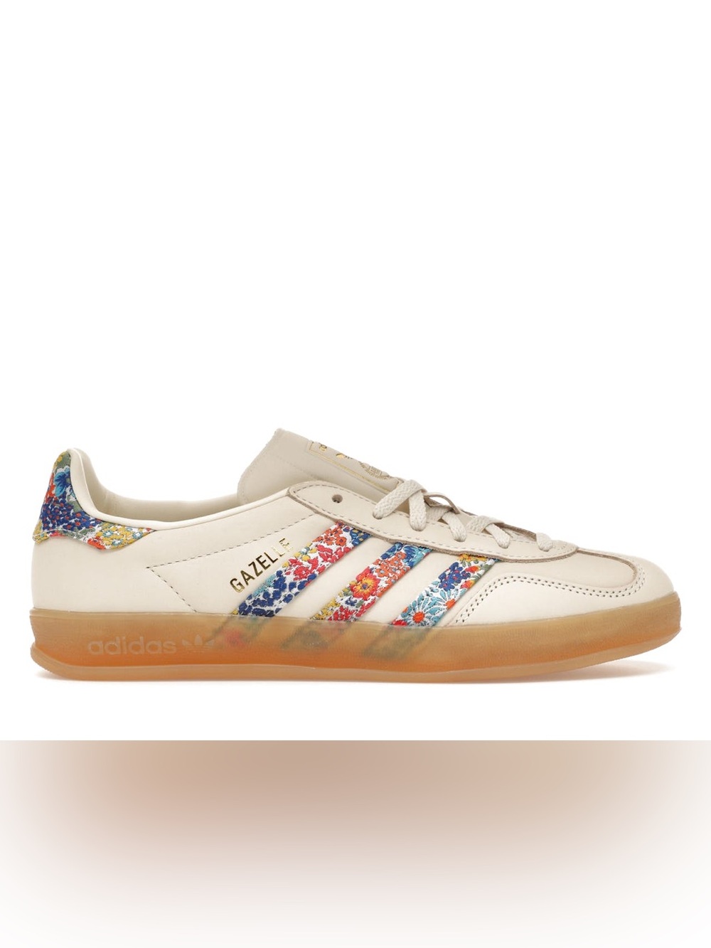 adidas Cream Gazelle Sneakers with Multicolor Floral Stripes